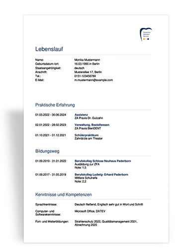 Lebenslauf-Vorschau